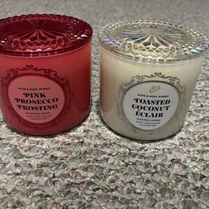 Bath & Body Works TOASTED COCONUT ECLAIR & PINK PROSECCO FROSTING CANDLES